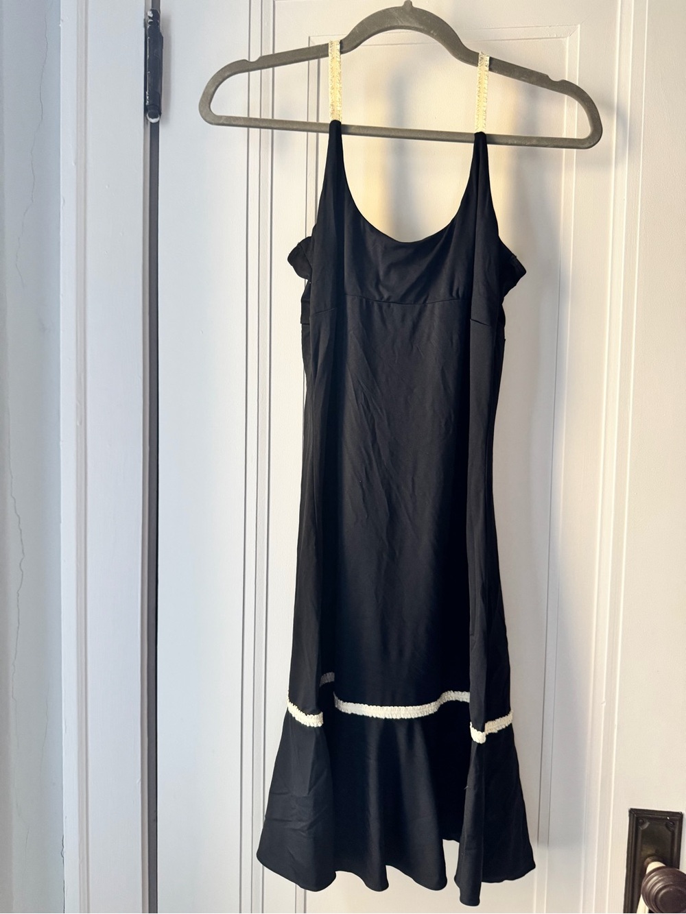 Vintage y2k black slip dress or night gown with contrast trim